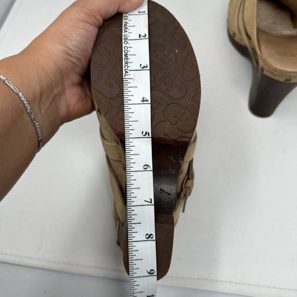 UGG Nubuck Leather Studded Slip On Wedge Mules Heels Womens - Picture 10 of 15